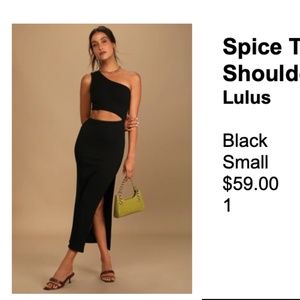 Spice Things Up Black Ribbed One-Shoulder Cutout Midi Dress